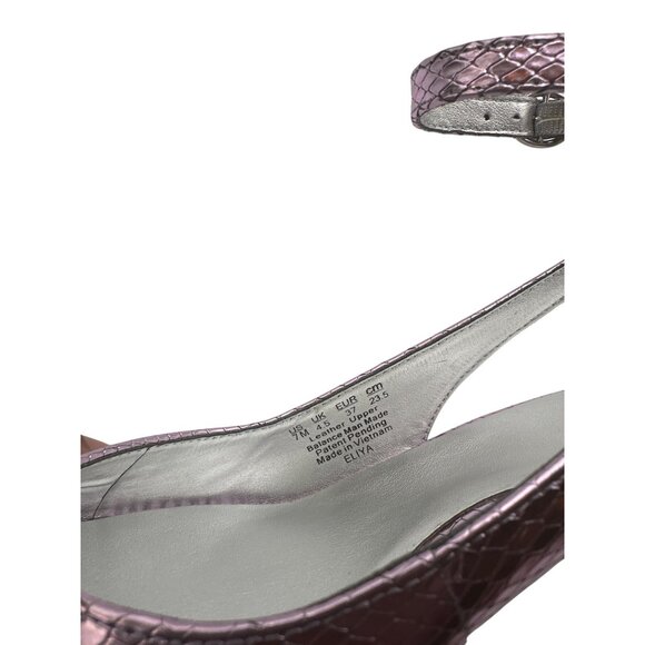 Naturalizer 7M Metallic Pink Snake Embossed Pointed Toe Heels With Ankle Strap - Picture 6 of 11